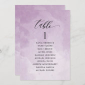 Carte de plan de table à aquarelle violette avec n (Devant / Derrière)