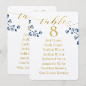 Carte de plan de table à calligraphie dorée et ver (Devant / Derrière)