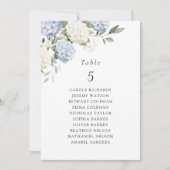Carte de plan de table à fleurs d'hortensia bleue (Devant)