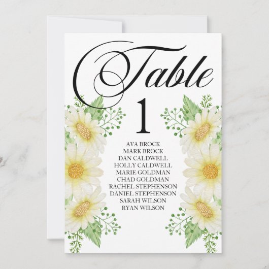 Carte de plan de table calligraphie charmante (Devant)