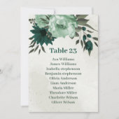 carte de plan de table de fleurs vert émeraude (Devant)