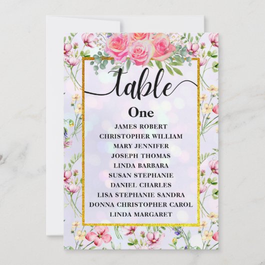 Carte de Plan de Table de Mariage (Devant)