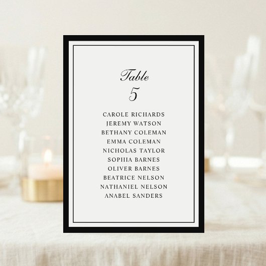 Carte de plan de table de mariage à cadre élégant