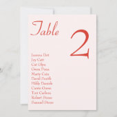 Carte de plan de table de mariage à coeurs roses (Devant)