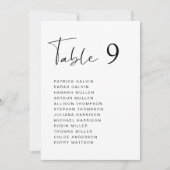 Carte de plan de table de mariage à écriture moder (Devant)