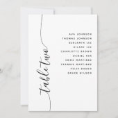 Carte de plan de table de mariage à écriture verti (Devant)