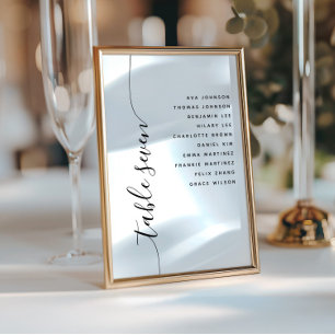 Carte de plan de table de mariage à écriture verti