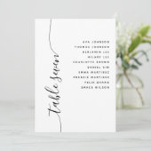 Carte de plan de table de mariage à écriture verti (Debout devant)