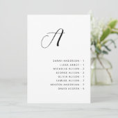Carte de plan de table de mariage alphabétique (Debout devant)