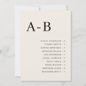 Carte de plan de table de mariage alphabétique crè (Devant)