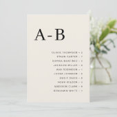 Carte de plan de table de mariage alphabétique crè (Debout devant)