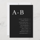 Carte de plan de table de mariage alphabétique noi (Devant)