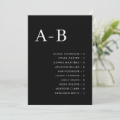 Carte de plan de table de mariage alphabétique noi (Debout devant)