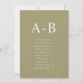Carte de plan de table de mariage au matcha par or (Devant)