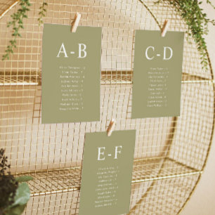 Carte de plan de table de mariage au matcha par or