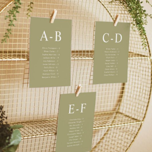 Carte de plan de table de mariage au matcha par or