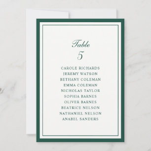Carte de plan de table de mariage avec cadre vert