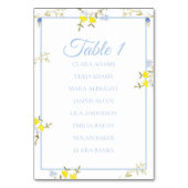 Carte de plan de table de mariage bleu et jaune fl (Par défaut)