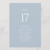Carte de plan de table de mariage bleu poussiéreux (Devant)