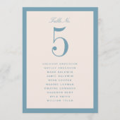 Carte de plan de table de mariage bleu poussiéreux (Devant)