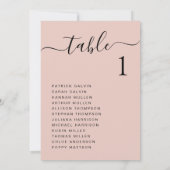 Carte de plan de table de mariage chic rose blush (Dos)