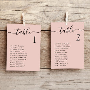 Carte de plan de table de mariage chic rose blush