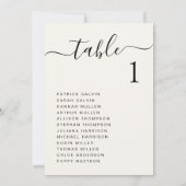 Carte de plan de table de mariage Chic Script (Dos)