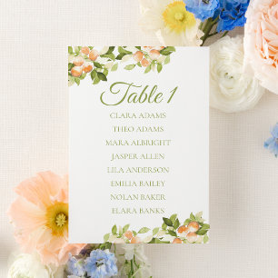 Carte de plan de table de mariage Citrus Orange Fr