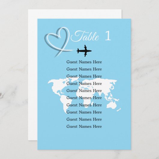 Carte de plan de table de mariage de destination (Devant / Derrière)