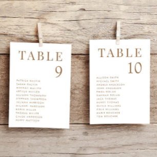 Carte de plan de table de mariage élégante en or