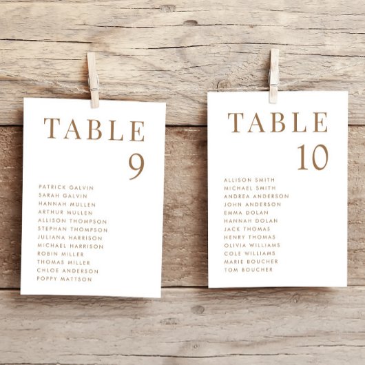Carte de plan de table de mariage élégante en or