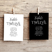 Carte de plan de table de mariage élégante noir bl