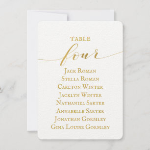 Carte de plan de table de mariage en calligraphie