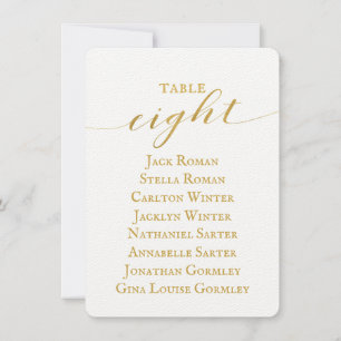 Carte de plan de table de mariage en calligraphie