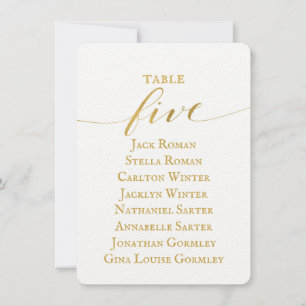 Carte de plan de table de mariage en calligraphie