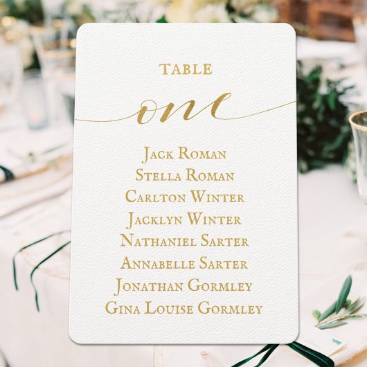 Carte de plan de table de mariage en calligraphie