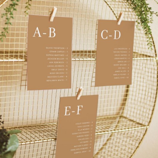 Carte de plan de table de mariage en terre cuite p