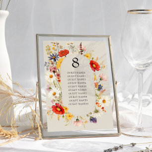 Carte de plan de table de mariage floral à fleurs