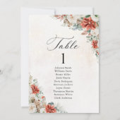 Carte de plan de table de mariage hivernal (Dos)