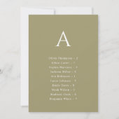 Carte de plan de table de mariage Matcha alphabéti (Devant)