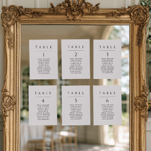 Carte de plan de table de mariage minimaliste clas