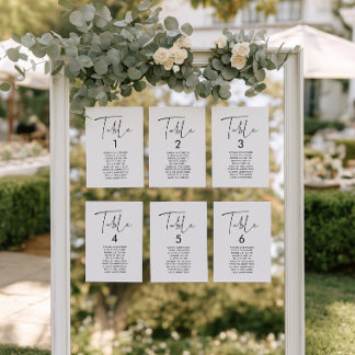 Carte de plan de table de mariage minimaliste mode
