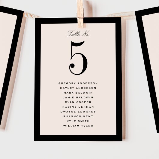 Carte de plan de table de mariage noir