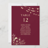 Carte de plan de table de mariage or Bourgogne (Dos)