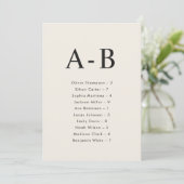 Carte de plan de table de mariage par ordre alphab (Debout devant)