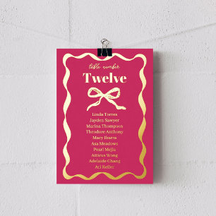 Carte de plan de table de mariage rétro à noeud pa