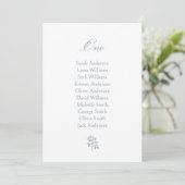 Carte de plan de table de mariage Rose Bleu Poussi (Debout devant)
