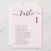 Carte de plan de table de mariage rose Chic Script (Devant)