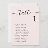 Carte de plan de table de mariage rose Chic Script (Dos)