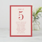 Carte de plan de table de mariage rouge (Debout devant)